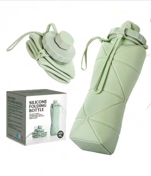 Reusable water bottle folds easily